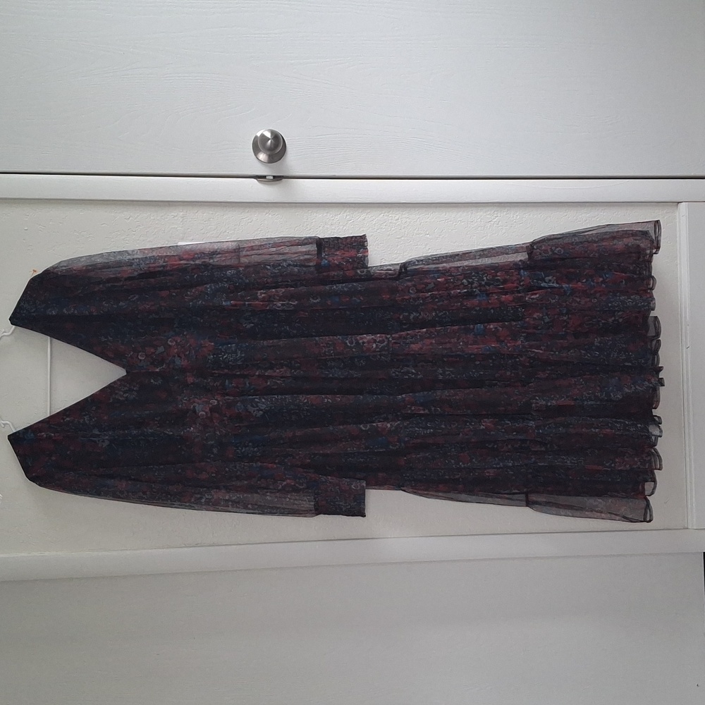Women's Long Sleeve Maxi Dress in Dark Floral - Picture 4 of 16